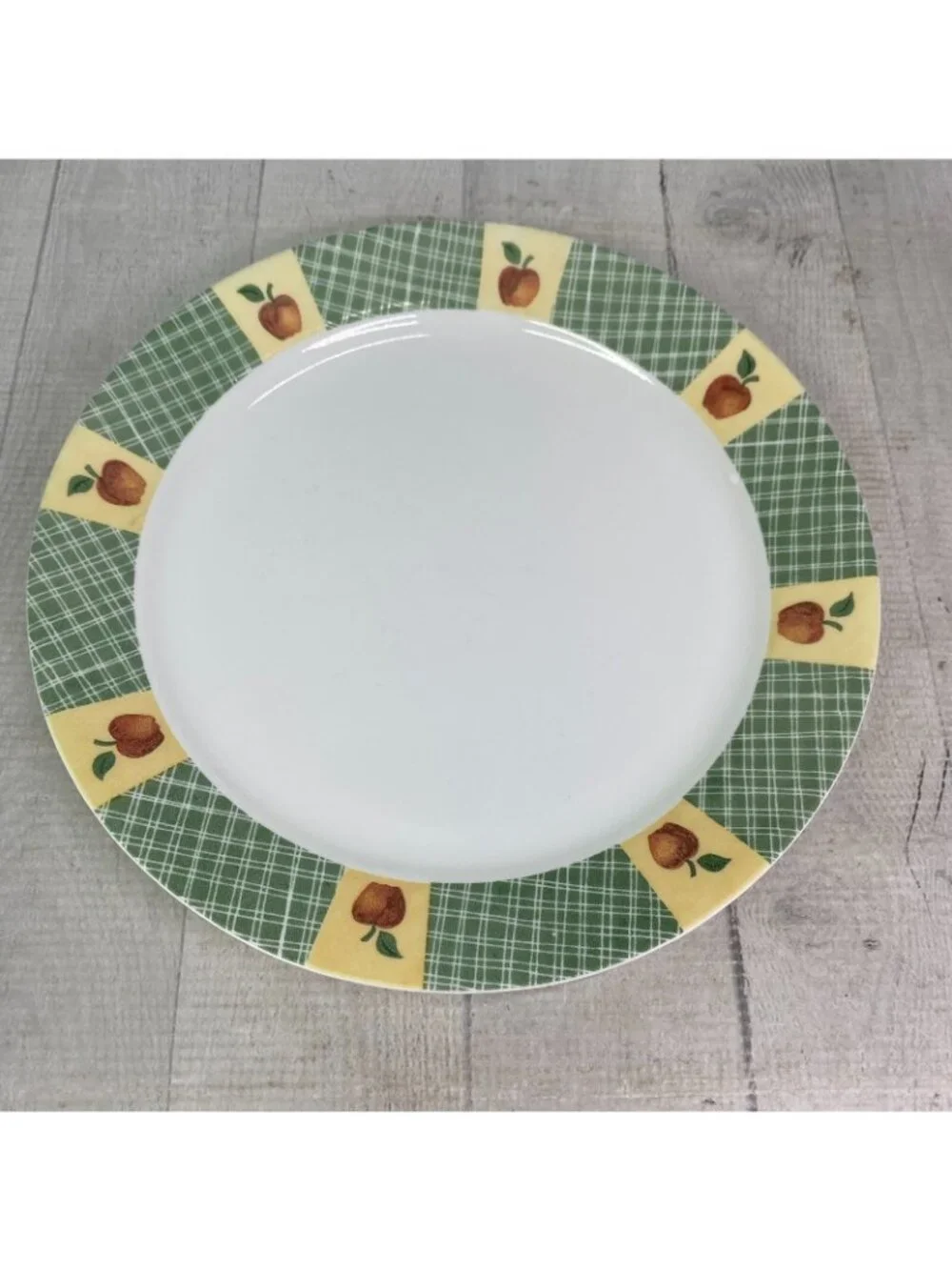 Corelle APPLE HARVEST Break Chip Resistant Green Woven Band Dinner Plates Set 4